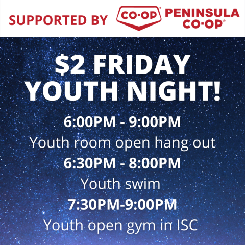 Star background with $2 Friday youth night